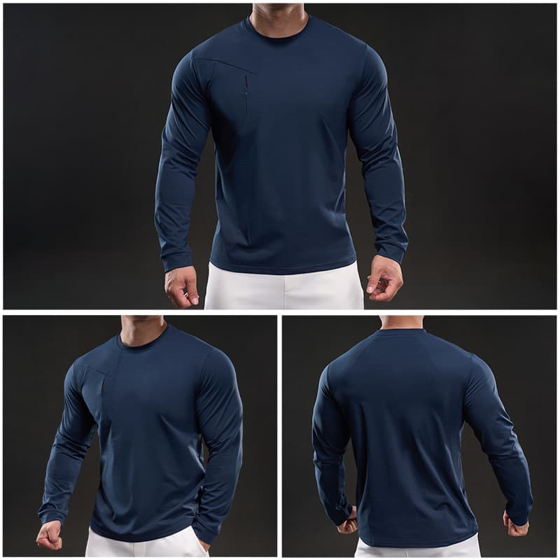 Long-sleeved men's T-shirt running fitness 2026 domineering muscle style elastic training clothes casual outdoor sports T-shirt for men