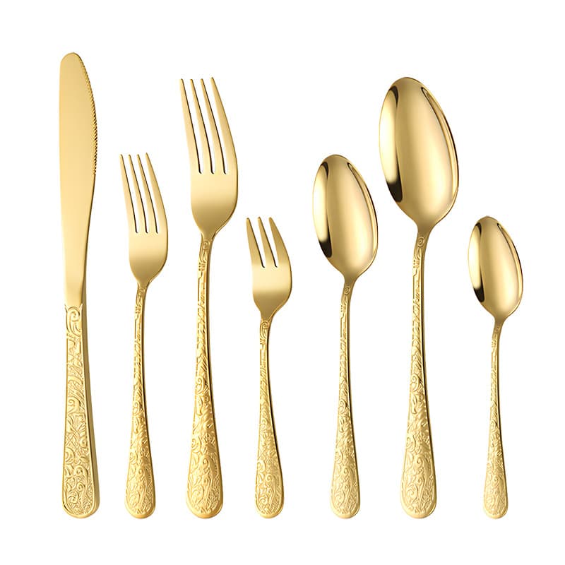 1010 Phoenix Flower Stainless Steel Cutlery Set Amazon Western Restaurant Steak Knife Embossed Vintage Creative Knife Fork Spoon
