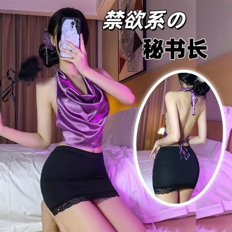 Lingerie Secretary Forbidden Chief Set Women Sexy Lingerie Deep V Backless Bodycon Temptation Uniform