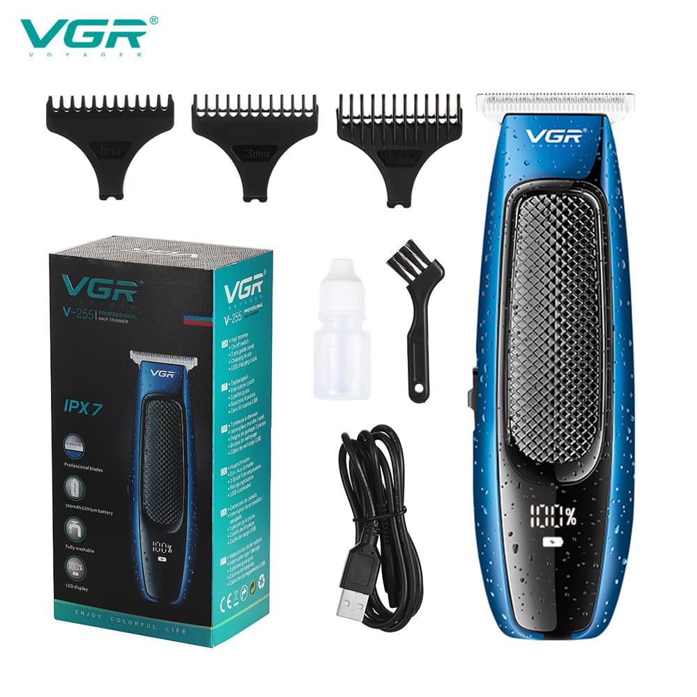 VGR255 Hair Clipper Oil Head LED Digital Display Rechargeable Electric Hair Trimmer USB Cross-border Clipper Shaver Waterproof