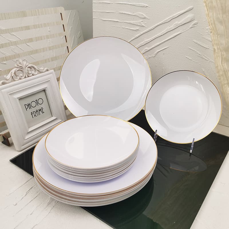 Cross-border 7.5-inch disposable plastic dinner plate rose gold silver edge 10.25-inch plate party banquet tea tray