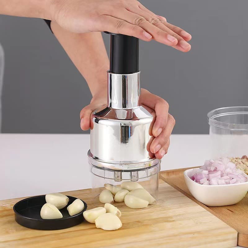 304 Stainless Steel Press Garlic Chopper Manual Garlic Crusher Onion Ginger Garlic Cutter Kitchen Tool Garlic Masher