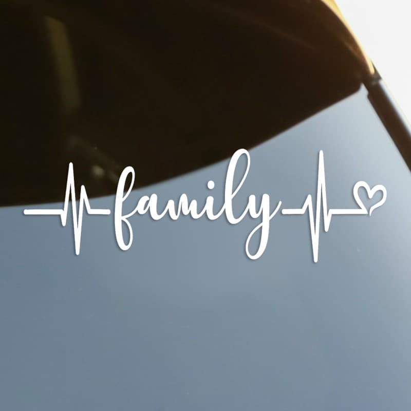 Car Sticker Family Line Heartbeat Pattern Reflective Scratch Cover Decal for Electric Motorcycle Decoration