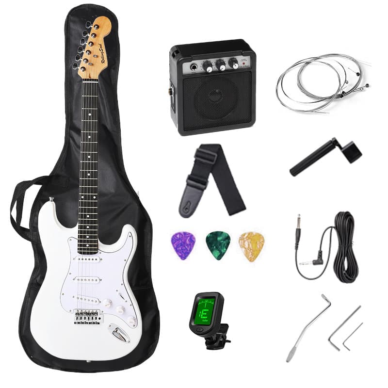 ST Type Professional Electric Guitar Beginner Entry Speaker Set Digital Guitar White Instrument Manufacturer Ready Stock