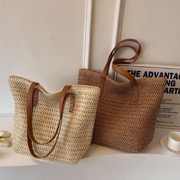 Summer Seaside Beach Vacation Straw Bag Cross-Border Single 2025 New Commuter Versatile Shoulder Bag Woven Tote