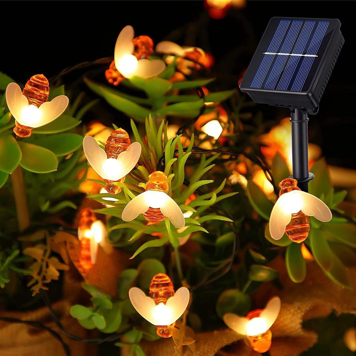 Cross-border LED Solar Fairy Lights Garden Decoration Bee String Lights Outdoor Waterproof Simulation Insect String Lights Flashing Lights