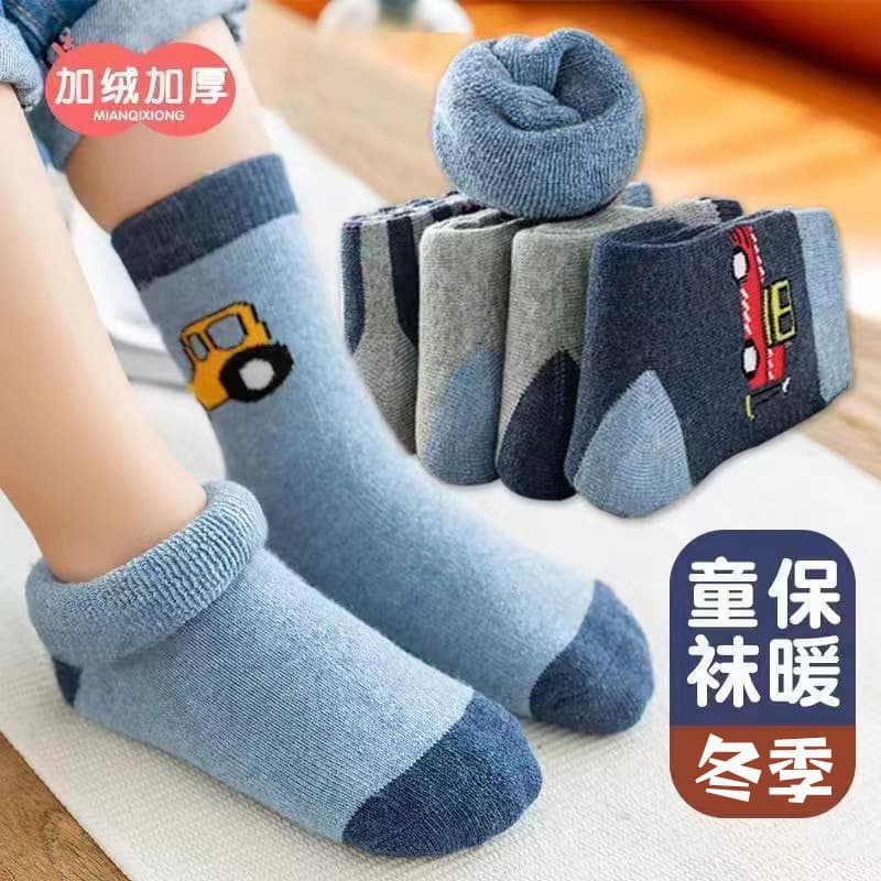 Fleece-Lined Thickened Terry Socks Zhuji Baby Long Socks Girls Infant Floor Socks Autumn Winter Children Socks Boys Wholesale