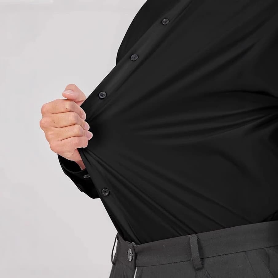 Cross-border Best-selling Four-Way Stretch Shirt for Men Long Sleeve Solid Color Dress Shirt Wrinkle-Free Formal Wear Amazon Hot-Selling Shirt