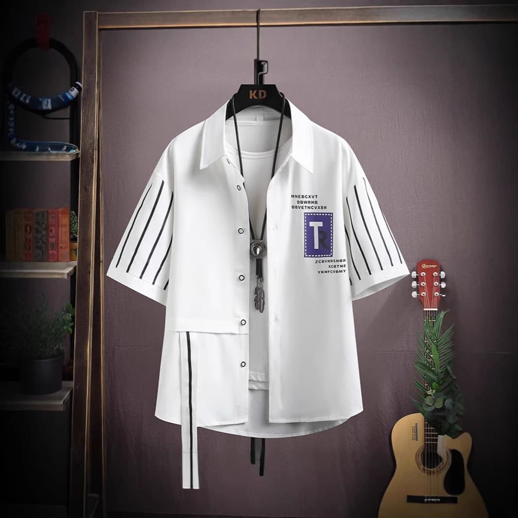 Men's oversized white short-sleeved shirt plus fat plus loose business extra large size fat men's short-sleeved shirt