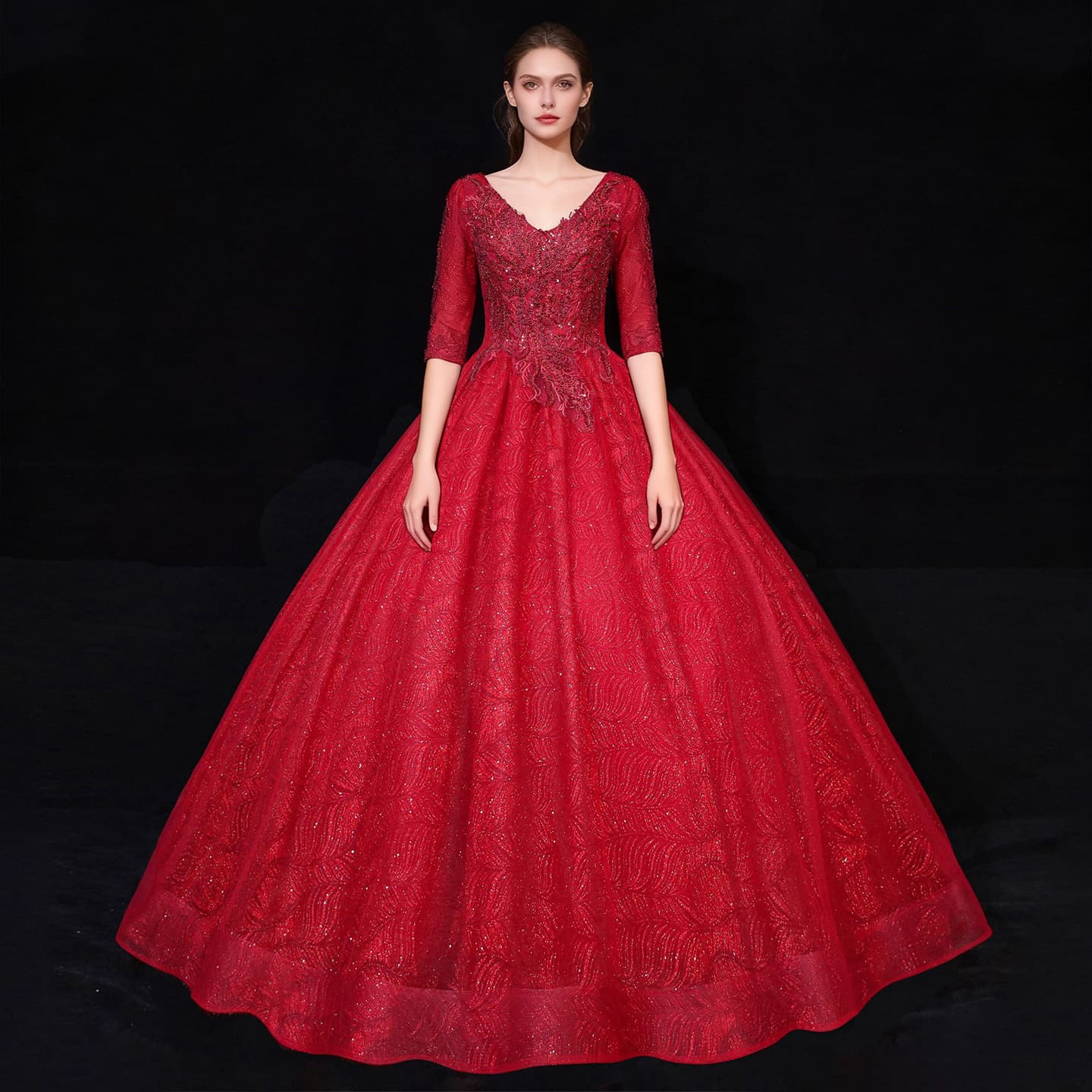 2026 European Wedding Dress for Bridesmaid Red Toast Dress Solo Puffy Skirt Art Exam Stage Performance Gown