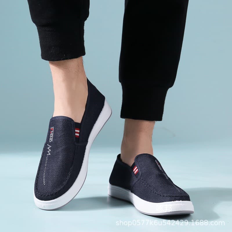 Men's Shoes 2024 Autumn New Style Slip-on Cloth Shoes Old Beijing Cloth Shoes Cowhide Sole Casual Canvas Shoes