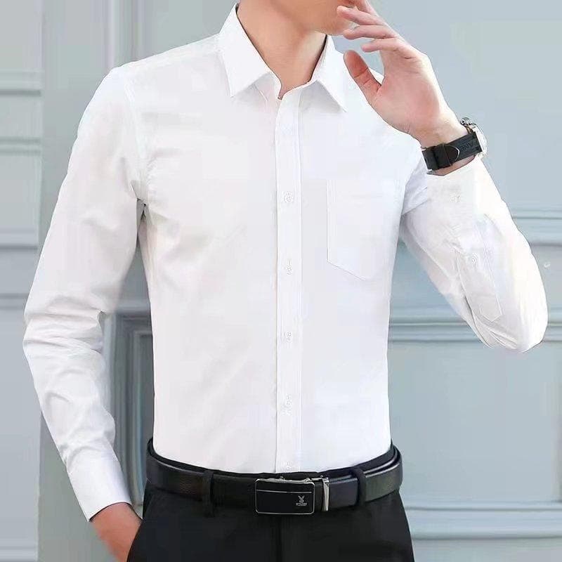 Summer New Wedding Style with Pockets Long Sleeve White Shirt Men's Thin Business Professional Formal Long Sleeve Trendy Shirt Factory