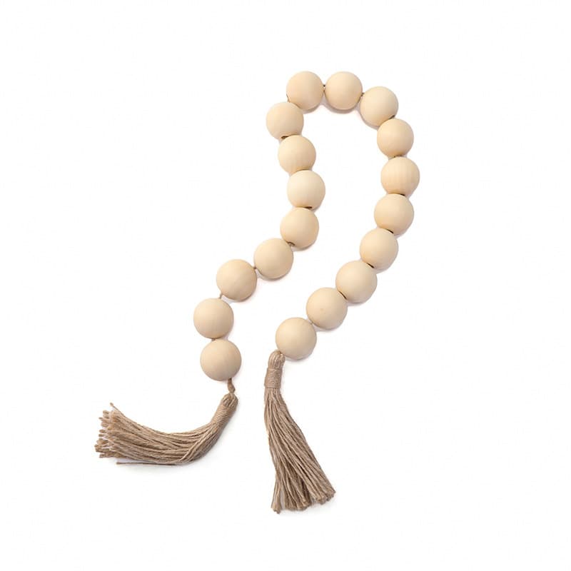 Large Wood-Colored Wooden Bead Garland, Hemp Rope Tassel, Wooden Bead String, Home Decoration Tray Ornaments, Handicrafts, Hangings