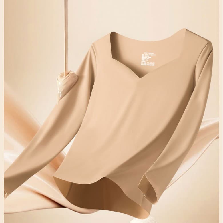 Autumn Long-Sleeve Light Down Base Layer, Slimming Warm Base Shirt, Seamless Skin-Friendly Base Layer, Beauty Skin Goose Down Warm Underwear
