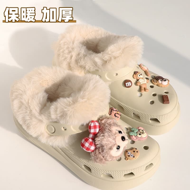 Fleece-Lined Crocs Insoles and Cotton Covers, Plush Interior for Winter, Compatible with Cloud and Puff Styles, Thick Warm Sets