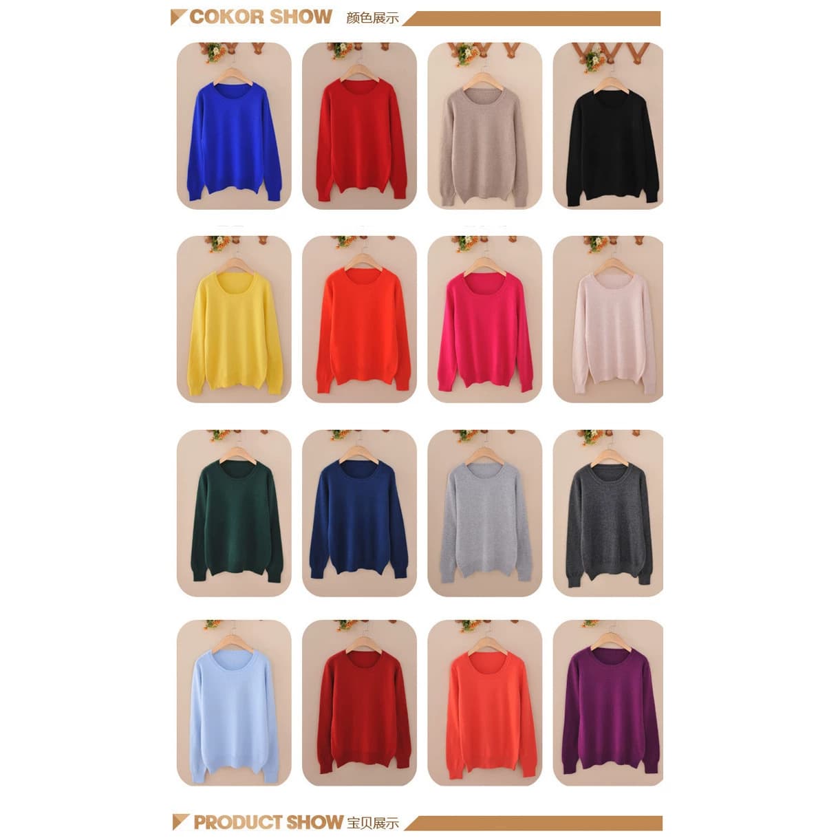 Cross-border Export Women's Knit Sweater, Solid Color Round Neck Long Sleeve Base Sweater, Women's Sweater Wholesale