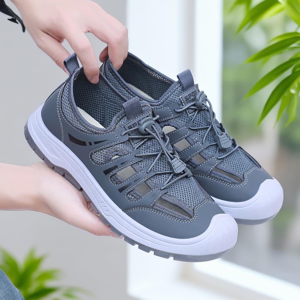 Men's Summer New Mesh Breathable Hollow Casual Sports River Trekking Sandals Beach Shoes
