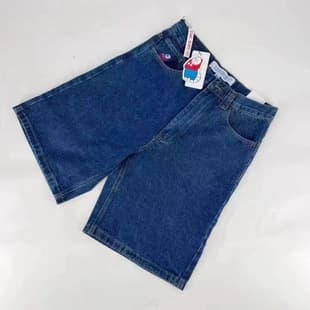 Cross-Border Factory Direct Y2K Denim Shorts, High-Street Hip-Hop Vintage Personality Graphic Print Black Loose Shorts