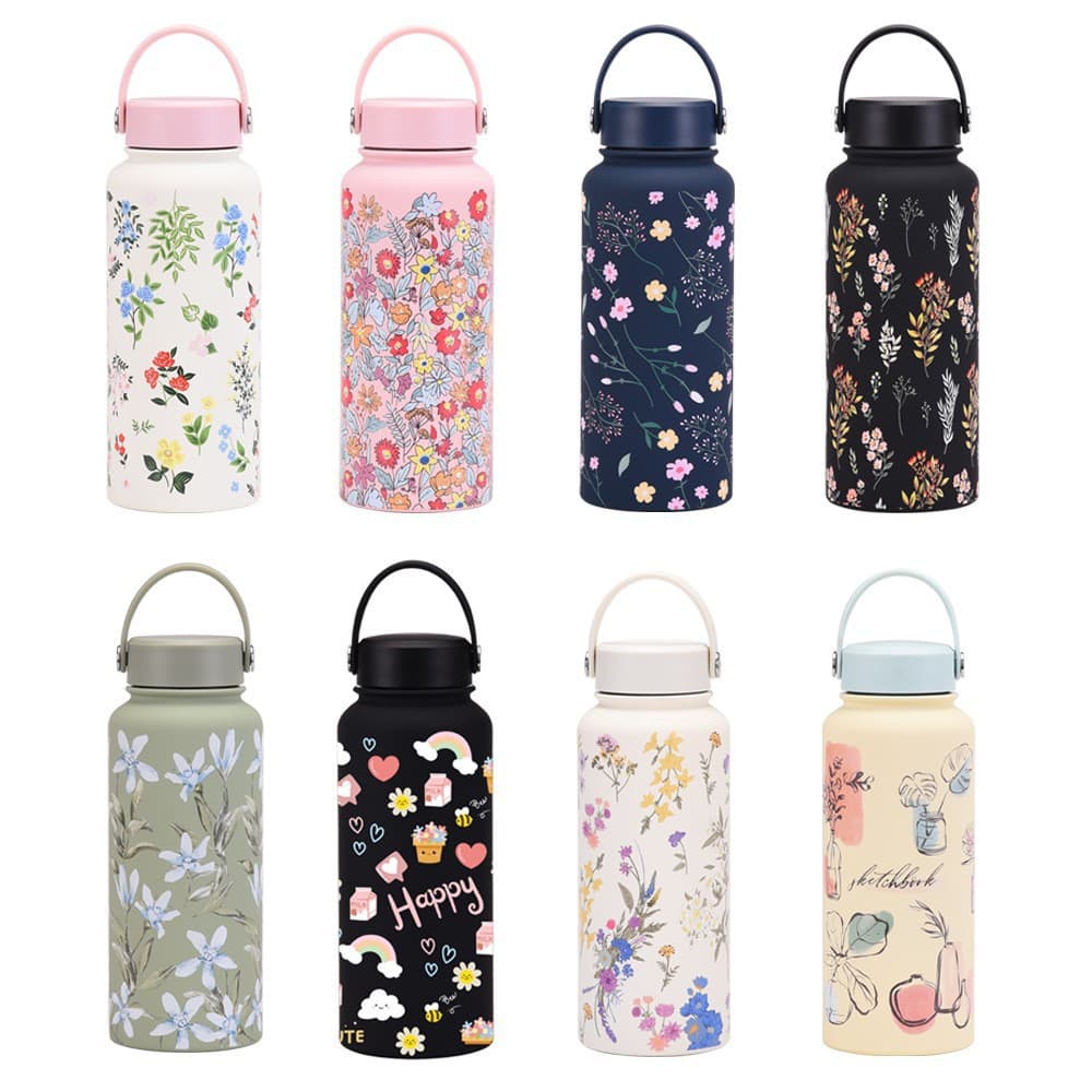 Cartoon Large Capacity Sports Water Bottle 304 Stainless Steel Vacuum Insulated Cup Outdoor Portable Car Space Bottle