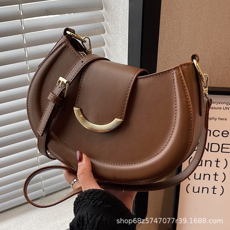 Vintage Handbag for Women 2024 New Trendy Autumn Fashion Textured Shoulder Bag Underarm Bag Solid Color High-End Crossbody Small Bag