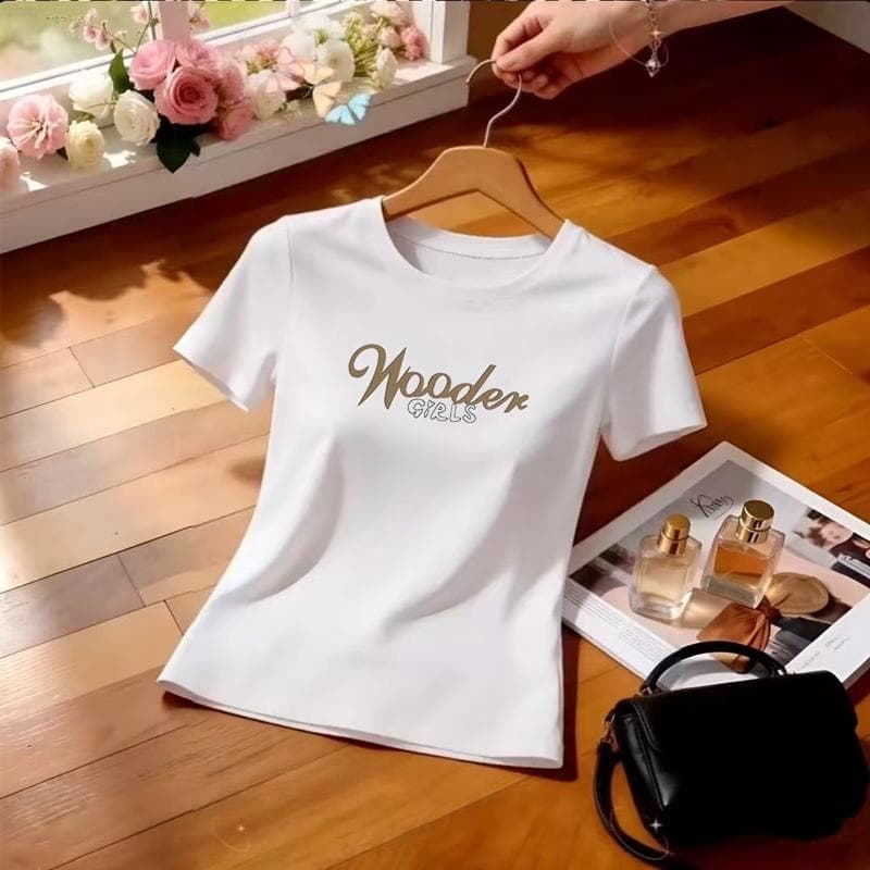 [Hot Recommendation] Woodpecker summer round neck printed short-sleeved women's large size loose, slim and versatile casual T-shirt
