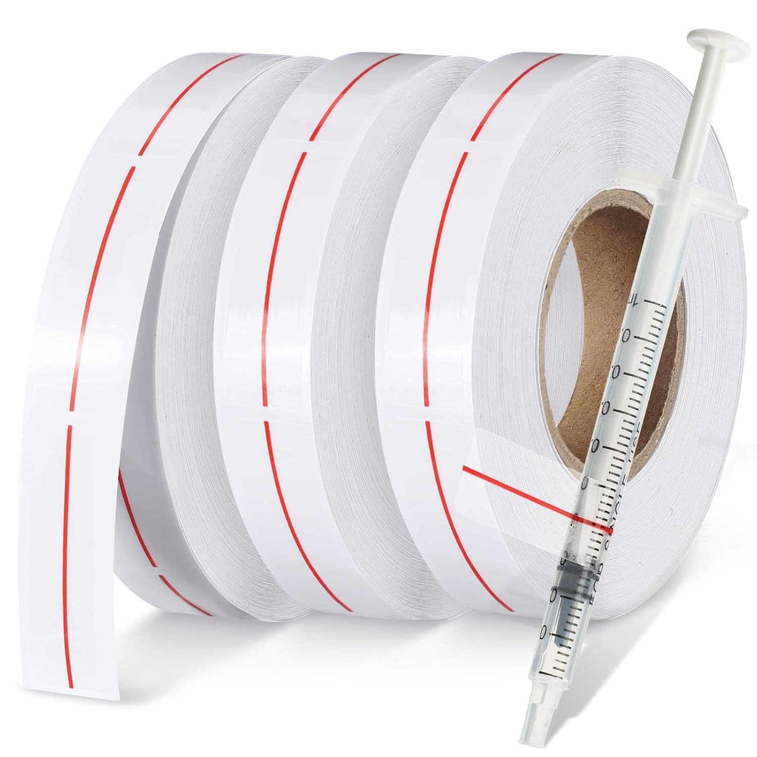 Spot syringe dose labels Syringe Line Stickers transparent bright red indicator line label roll