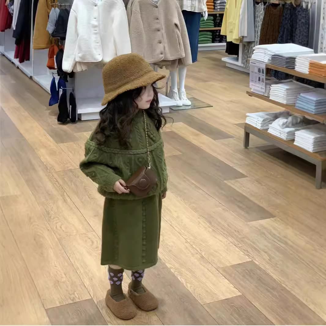 2025 Autumn Korean Version Children's Wear New Collection Girls' Knit Sweater Set Sweet Elegant Skirt Two-piece Outfit