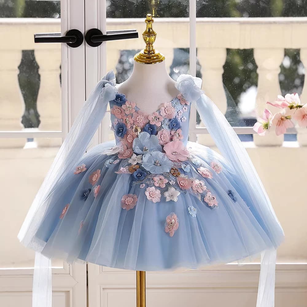Children's Dress, Light Luxury, Niche High-End Girls' Host Performance Dress, Flower Fairy Birthday Princess Dress