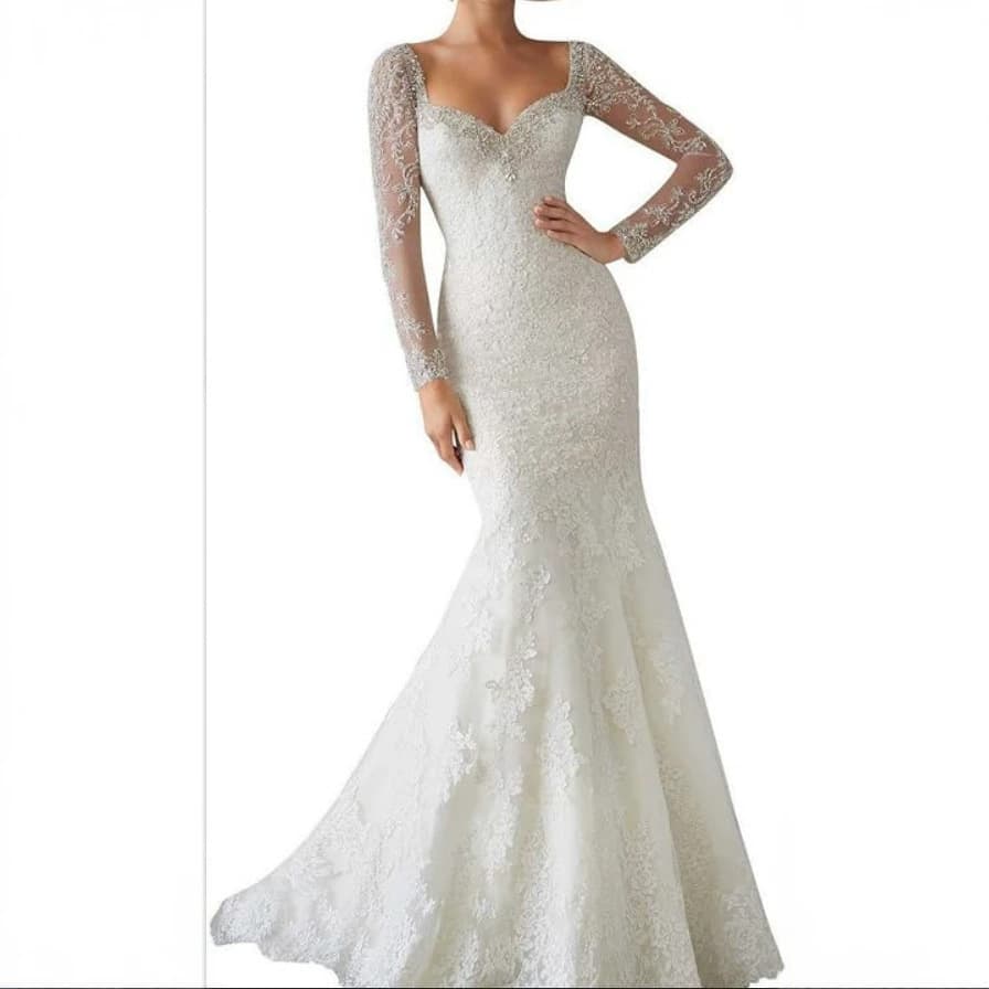 New Wedding Dress 2026 New Style Bride Simple Ethereal Long Sleeve Mermaid Dress Travel Photo Slim Lace Figure-Flattering