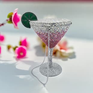 Martini Stone Bag - New Cocktail Wine Glass Rhinestone Evening Bag, Party Handheld Bag for Women