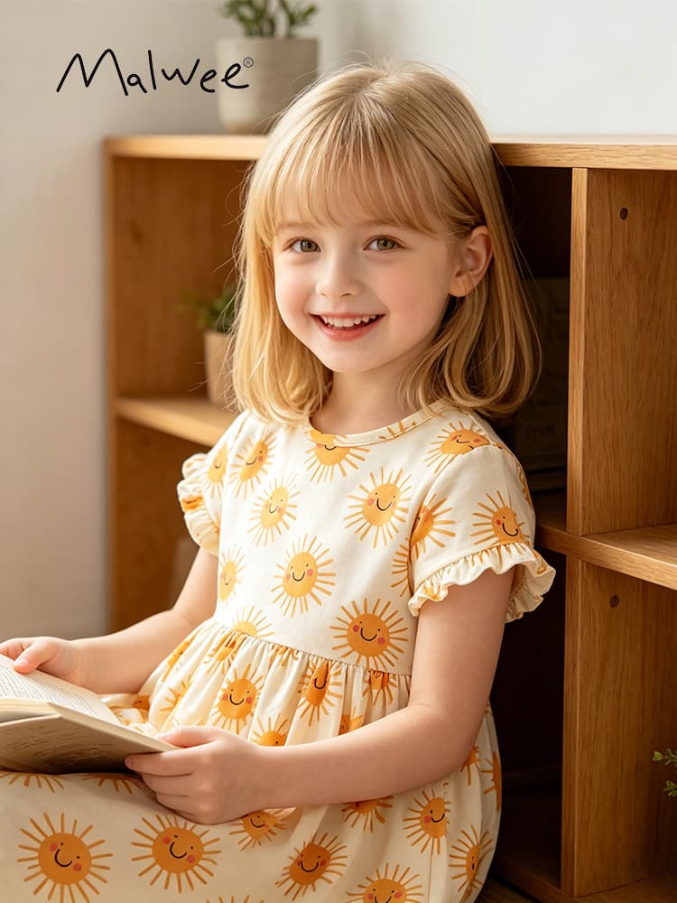 Cross-border Malwee New Sweet Fresh European and American Kids Dress Soft Skin-Friendly Summer Girls Princess Dress