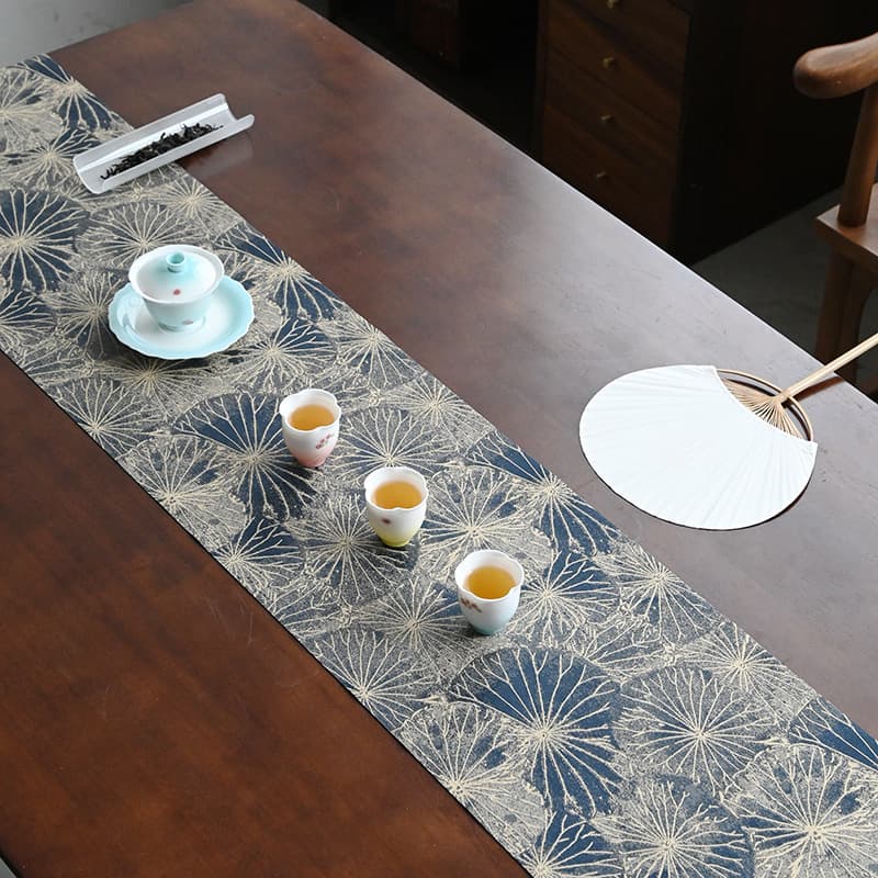 Brocade Tea Mat Waterproof Double-Sided Chinese Luxury Jacquard Table Runner Zen Fabric Tea Table Matching Mat Fresh Tablecloth