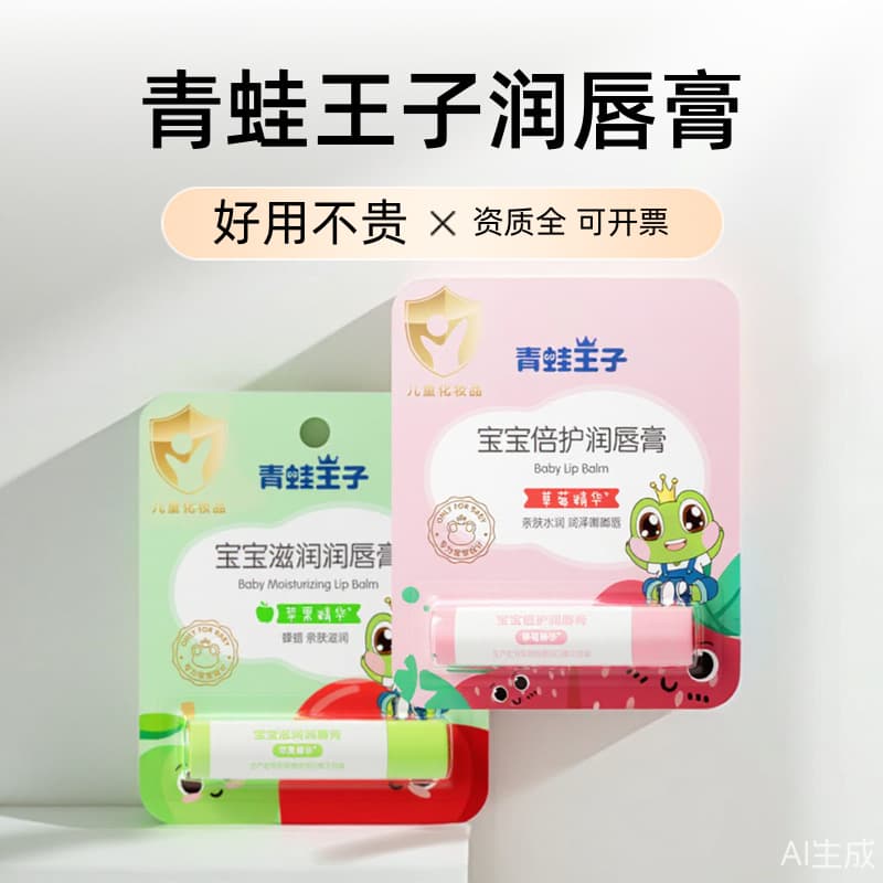 Frog Prince Moisturizing Lip Balm for Kids, Strawberry Flavor, Genuine Product for Boys and Girls