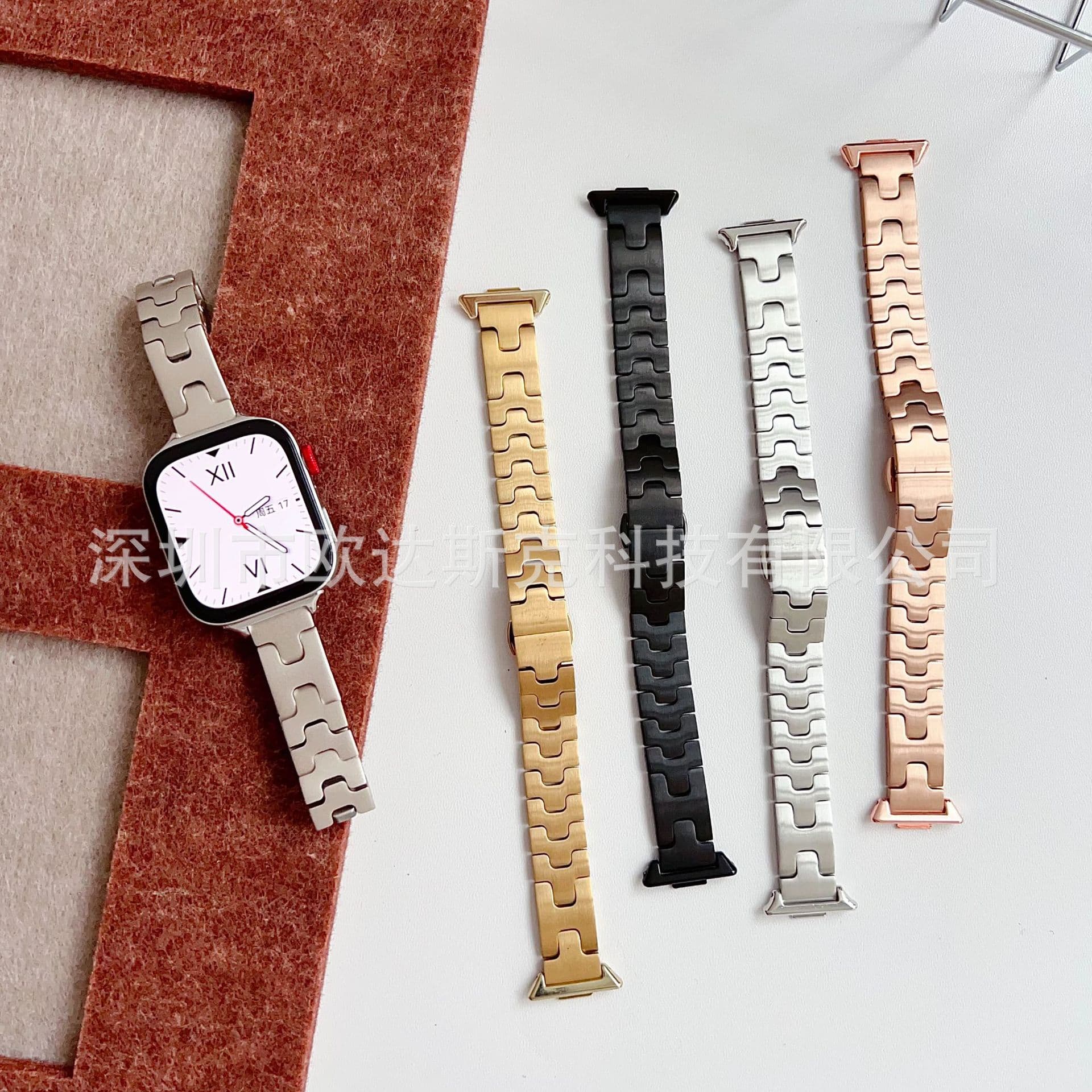 Suitable for Huawei Fit1 Fit2 Fit3 Fit4 Hermès H-Shaped Stainless Steel Butterfly Buckle Watch Strap