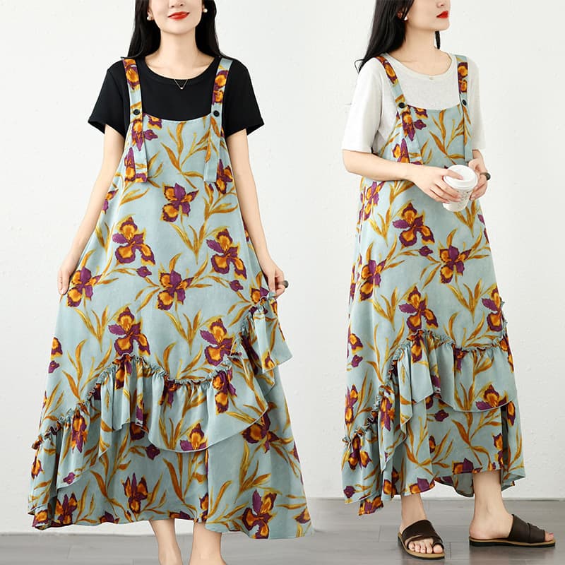 French floral suspender dress summer 2026 new sweet age-reducing holiday style dress