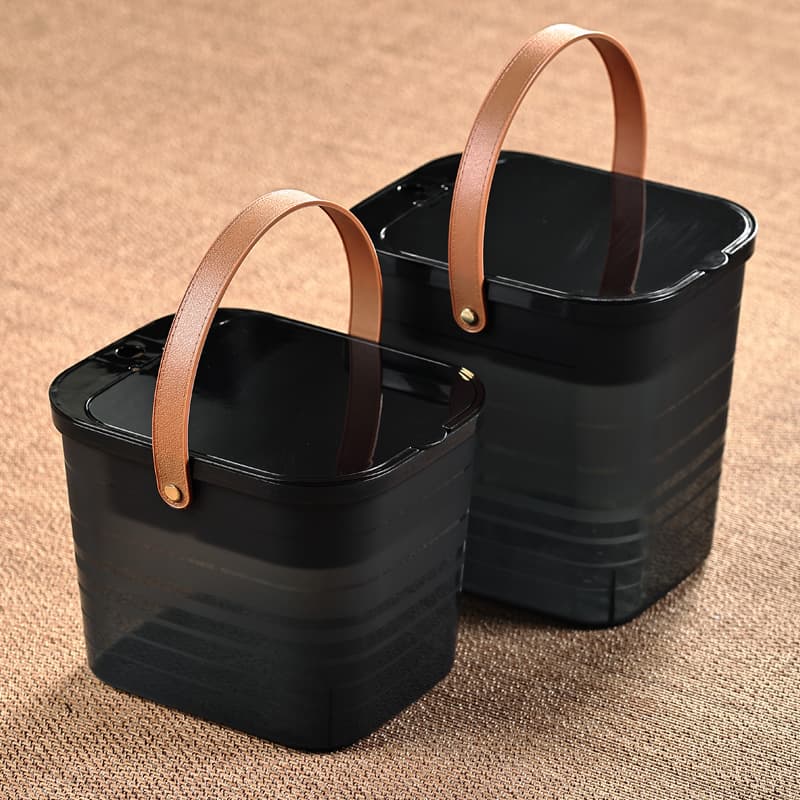 Visualized Tea Water Bucket Gongfu Tea Set Accessory Transparent Gray Household Tea Residue Bucket Drainage Bucket Small and Large Waste Water Bucket