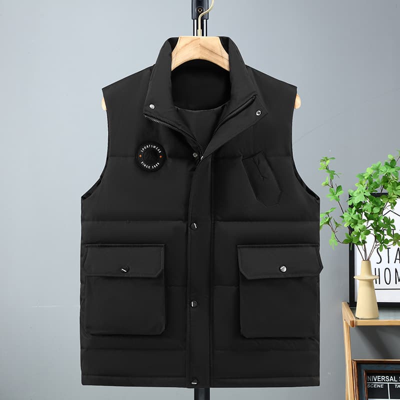 Plus-size men's loose-fitting workwear trench coat, extra-large sleeveless trendy versatile casual vest for men.