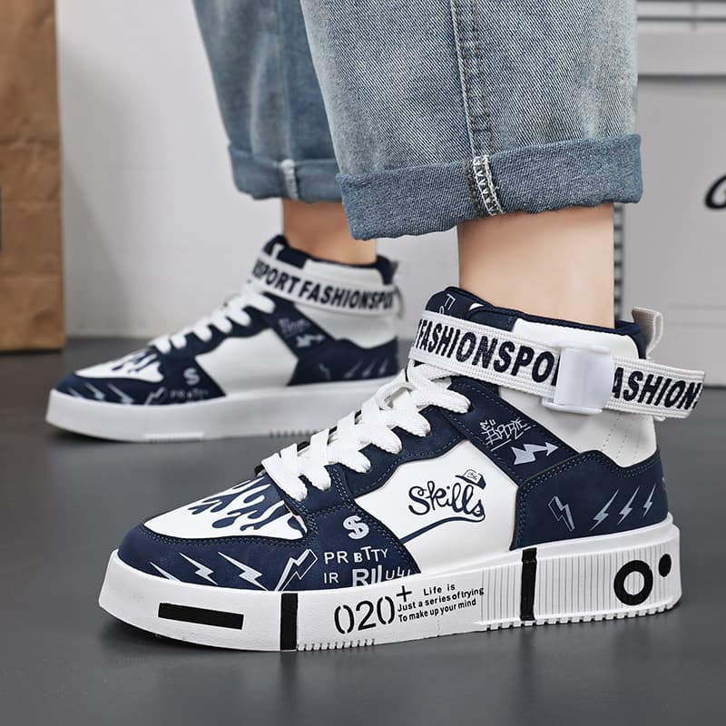 Cartoon Cat and Mouse Joint Name High-Top Casual White Shoes Couple Student Sports Skate Shoes