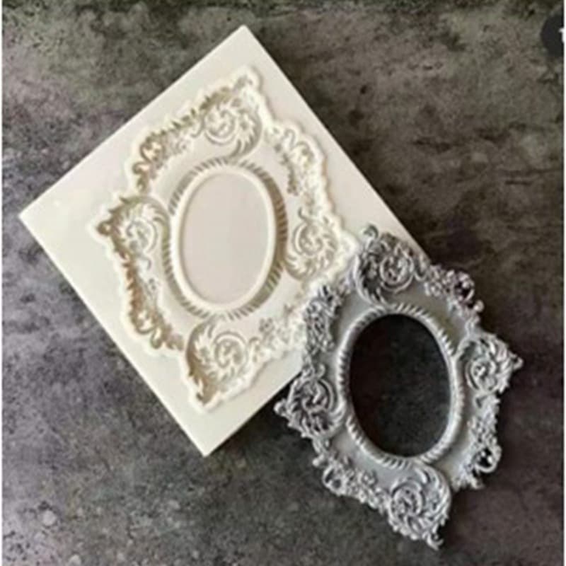 Fondant Silicone Cake Mold European Lace Frame Mirror Frame Silicone Mold Vintage Embossed Lace Clay Mold