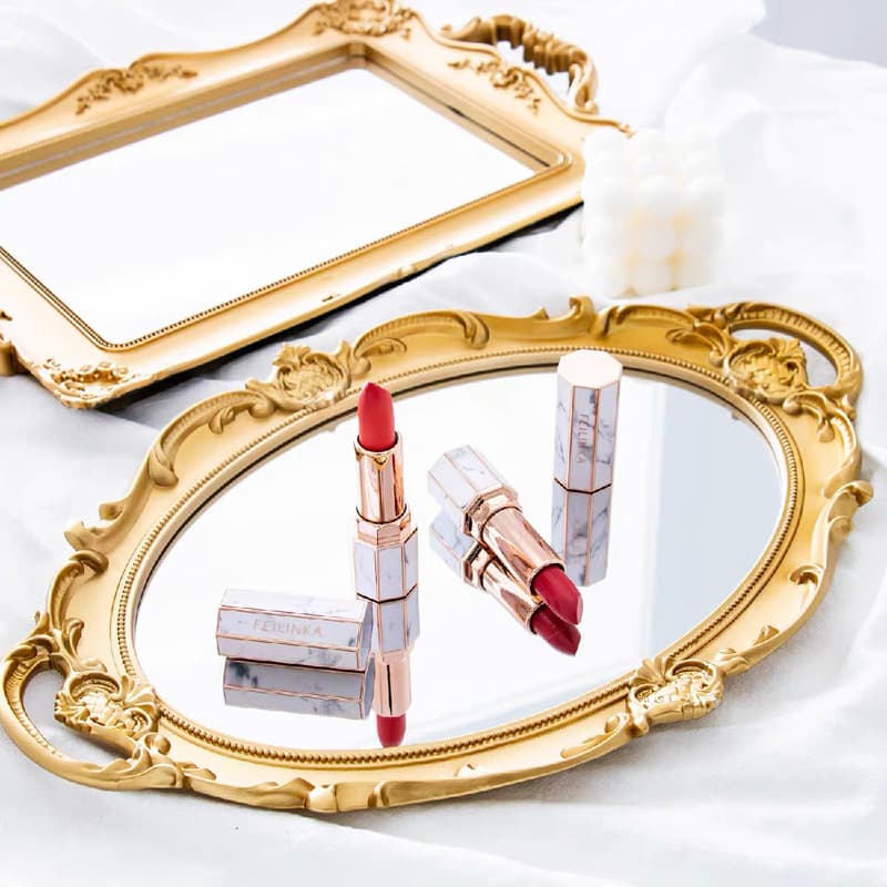 French White Mirror Tray Vintage Tea Tray Embossed Mirror Pink Luxury Premium Gold Jewelry Photography Prop