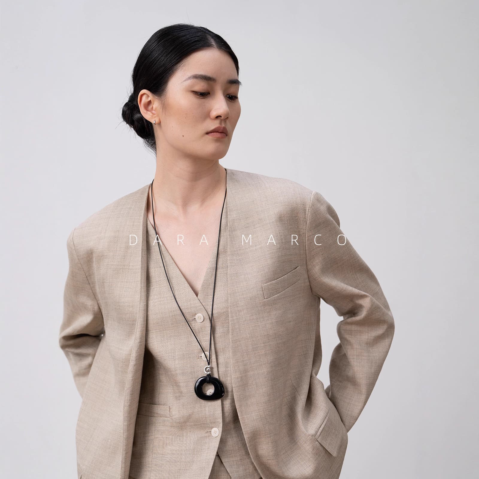 「r*w」1W+ Imported Japanese Ramie Loose Blazer Jacket Women V-Neck Casual Autumn New