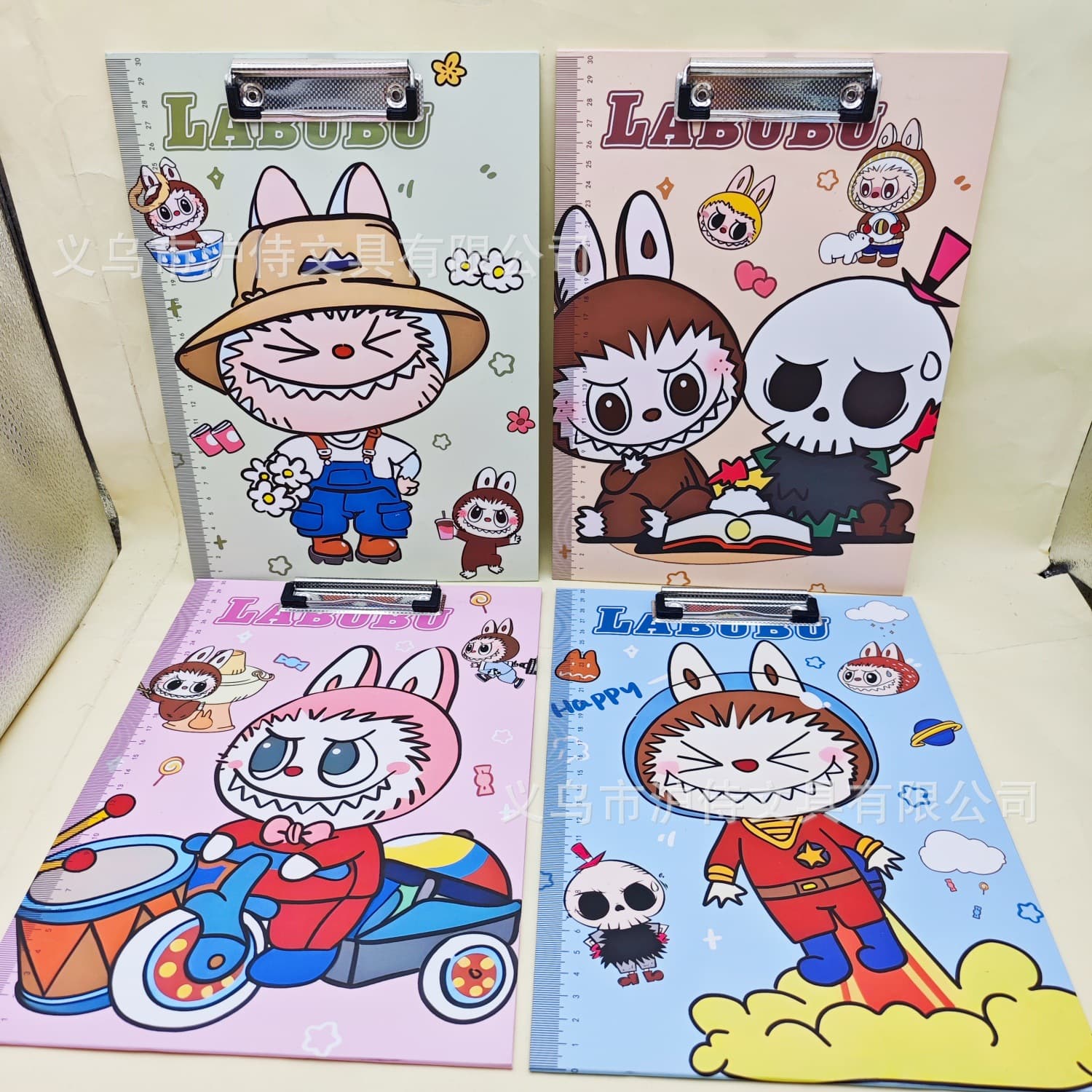 Cross-border LABUBU A4 Clipboard Cute Cartoon LABUBU Design Writing Pad Student Exam Paper Folder Wholesale