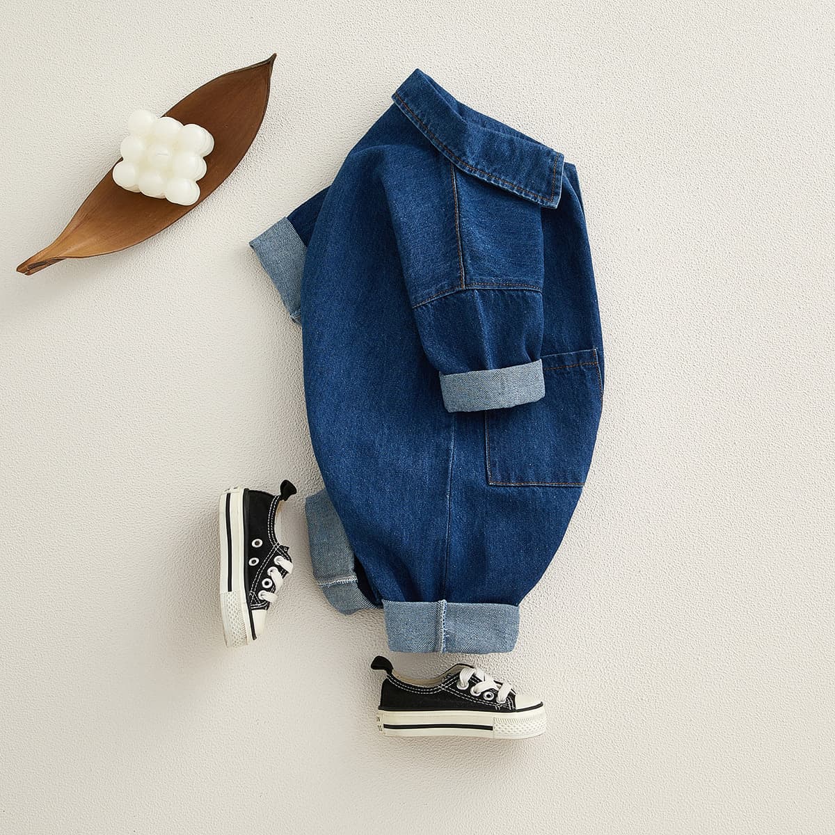 Baby Clothes Spring/Autumn Boys' Denim Romper Fall Fashionable Korean Style Infant Outing Crawling Suit