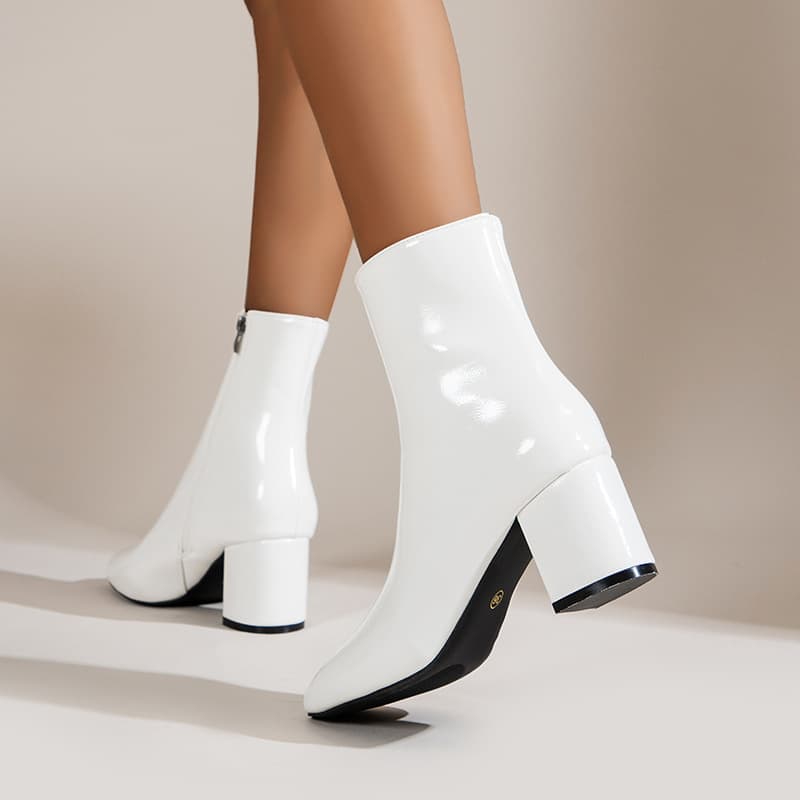 Women's High Heel Short Boots 2026 Autumn New Style Side Zipper Plus Size Boots Chunky Heel Export Women's Shoes Cross-Border