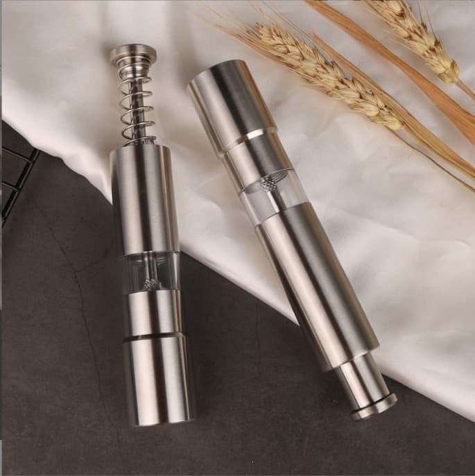 Cross-border stainless steel manual spice pepper coarse salt mini grinder press-type crusher fresh grind seasoning bottle