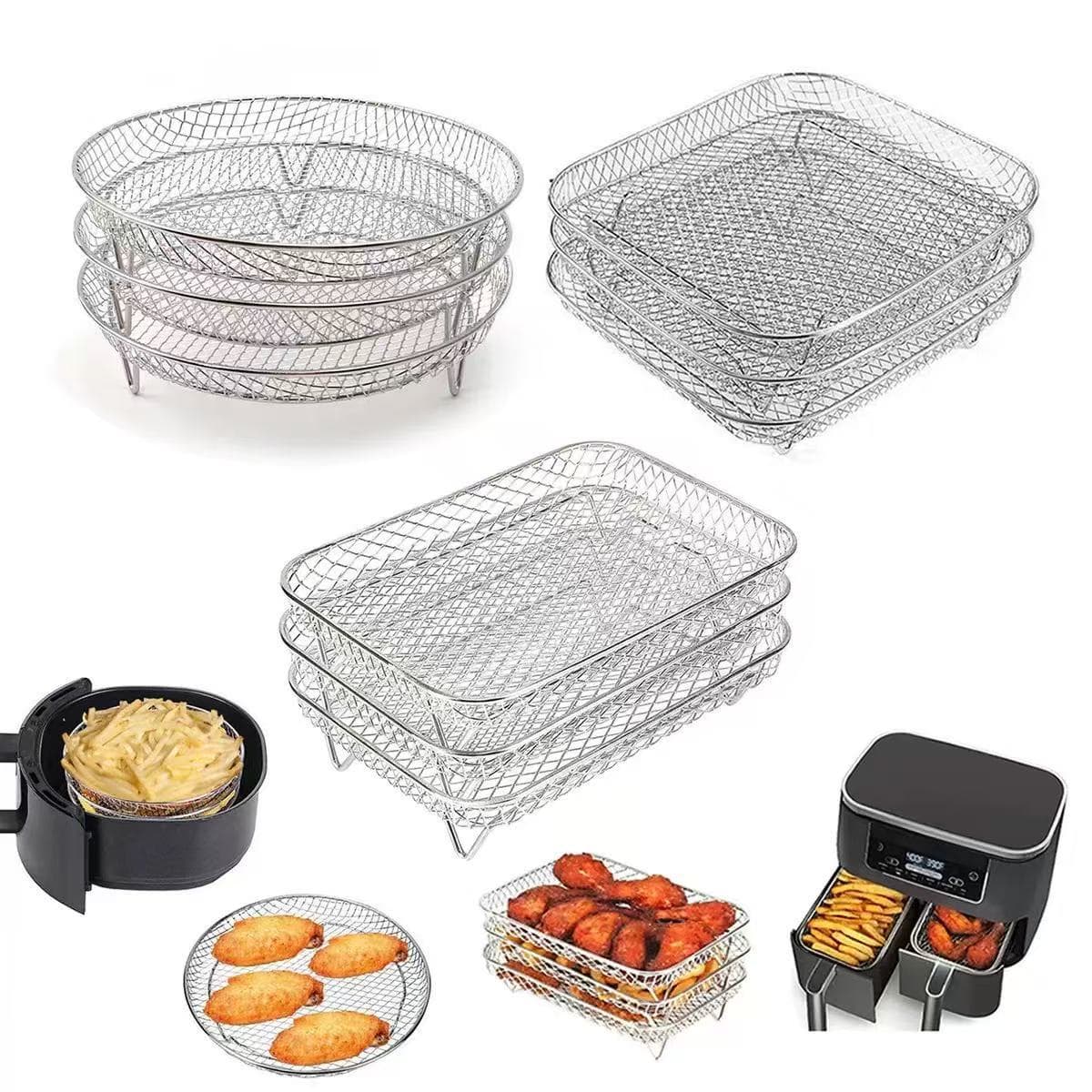 Air fryer grill accessories stainless steel three-layer mesh NINJA accessories Foodi oven accessories dehydration rack