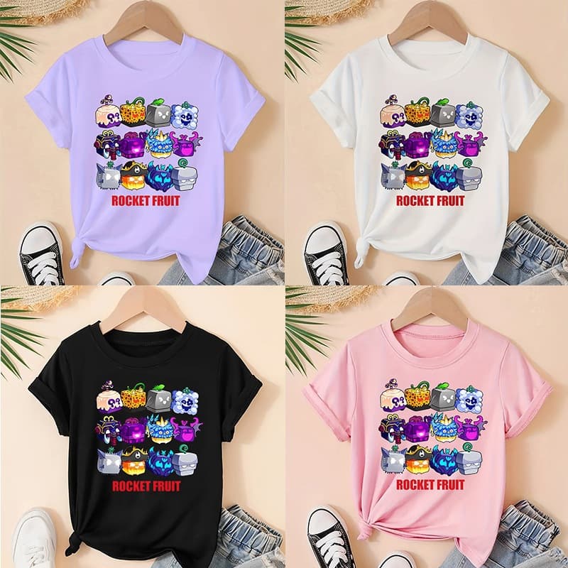 Roblox short-sleeved blox fruits fruit box children's adult round neck parent-child wear summer trendy T-shirt