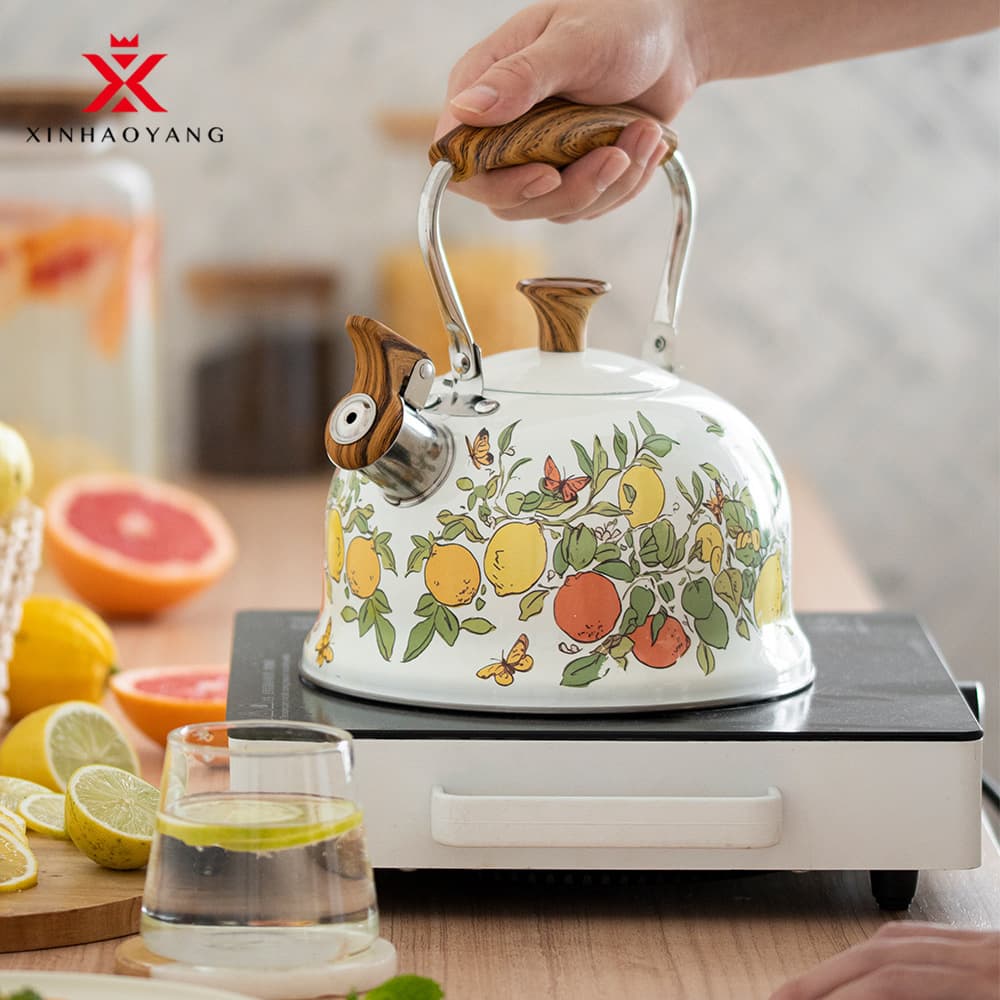 European Creative Fresh Plant Whistle Kettle Stainless Steel Coffee Milk Boiling Whistling Teapot 3L