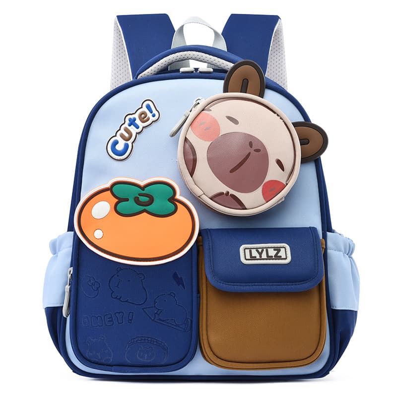 New Cute Cartoon Backpack for Boys and Girls, Color-Block Kuromi Kids Bag, Lightweight and Versatile Kindergarten School Bag
