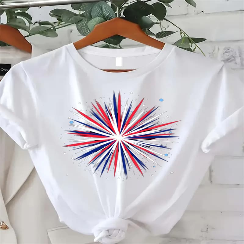 2026 Spring European and American Amazon Cross-Border Hot Selling New Printed Round Neck Plus Size Short Sleeve T-Shirt Top